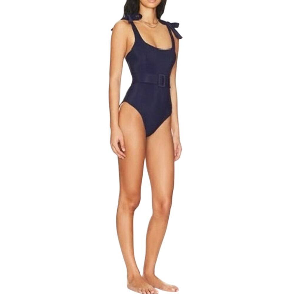 Beach Riot Navy Blue One-Piece Swimsuit with Tie Shoulders - Picture 5 of 12